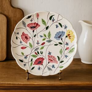 Blue Ridge Southern Potteries Hand Painted Floral Chintz Large Plate 9.75"